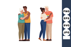 Diverse couples embracing with love and acceptance in casual Product Image 1