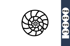 Nautilus Shell Spiral Vector Illustration in Black and White Product Image 1
