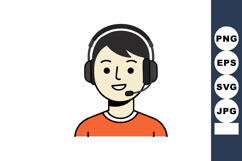 Customer service representative with headset smiling vector Product Image 1