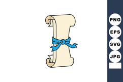Vintage scroll parchment tied with blue ribbon vector illust Product Image 1