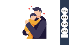 Father Hugging Son Showing Love and Care Vector Illustration Product Image 1