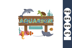 Aquarium sign with dolphin turtle seahorse clownfish stingra Product Image 1
