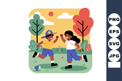 Children playing and running outdoors in colorful autumn par Product Image 1