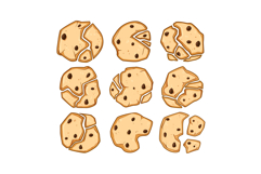 oatmeal cookies set cartoon Product Image 1