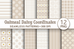 Beige grid daisy seamless patterns Digital paper png bundle Product Image 1