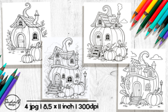 Whimsical pumpkin fairy house coloring pages Product Image 1