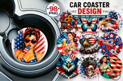 4th of July car coaster sublimation designs bundle Product Image 1