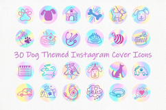 Colorful Holographic Dog Instagram Highlight Icons, Line Art Product Image 1