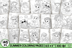 Cute Summer Animals Coloring Pages Bundle, Coloring book Product Image 1