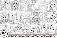 Cute animals Mother's day coloring pages bundle Product Image 1