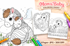 Cute animals Mothers day coloring pages, Zebra Product Image 1