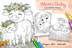 Cute animals Mothers day coloring pages, Cute cow Product Image 1