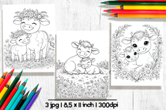 Cute animals Mothers day coloring pages, Cute cow Product Image 1