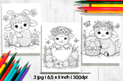 Cute Easter sheep coloring pages, Printable coloring sheet Product Image 1
