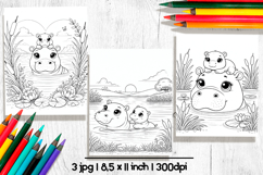 Cute animals Mothers day coloring pages, Cute hippo Product Image 1