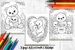 Cute bear Mothers day coloring pages Product Image 1