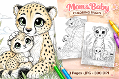 Cute animals Mothers day coloring pages, Cheetah Product Image 1