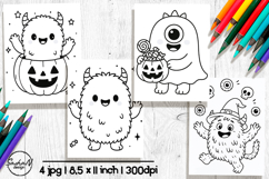 Cute halloween coloring pages, Cute monster png Product Image 1
