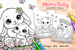 Cute bunny Mothers day coloring pages for kids Product Image 1