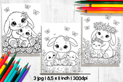 Cute bunny Mothers day coloring pages for kids Product Image 1