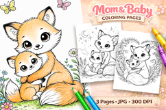 Cute fox Mothers day coloring pages for kids Product Image 1