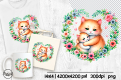 Animal flower sublimation design, Cute cat png Product Image 1