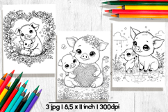 Cute animals Mothers day coloring pages, Cute pig clipart Product Image 1