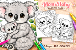 Cute koala Mothers day coloring pages for kids Product Image 1