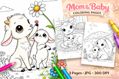 Cute goat Mothers day coloring pages for kids Product Image 1