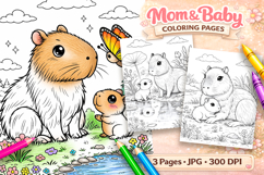 Capybara Mothers day coloring pages for kids Product Image 1