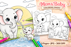 Cute elephant Mothers day coloring pages for kids Product Image 1