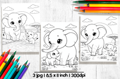 Cute elephant Mothers day coloring pages for kids Product Image 1