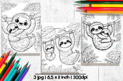 Cute sloth Mothers day coloring pages for kids Product Image 1