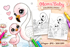 Cute animals Mothers day coloring pages, Flamingo clipart Product Image 1