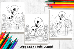Cute animals Mothers day coloring pages, Flamingo clipart Product Image 1