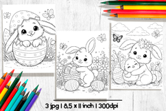 Easter bunny coloring pages, Printable coloring sheets Product Image 1