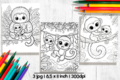 Monkey Mothers day coloring pages for kids Product Image 1
