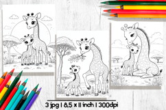 Cute giraffe Mothers day coloring pages for kids Product Image 1