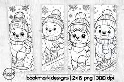 Winter bookmark coloring, Bear coloring pages Product Image 1