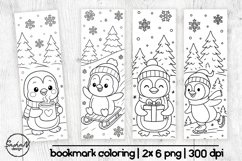 Winter bookmark coloring, Penguin coloring pages Product Image 1