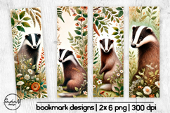 Watercolor Badger Bookmarks Woodland Animals Product Image 1