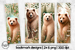 Bear png, Watercolor woodland animals bookmark Product Image 1