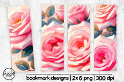 Pink roses bookmark sublimation, Floral bookmark Product Image 1