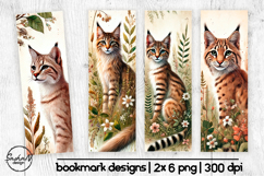 Watercolor woodland animals bookmark, Bobcat png Product Image 1