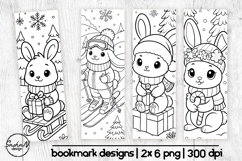 Winter bunny bookmark coloring Product Image 1