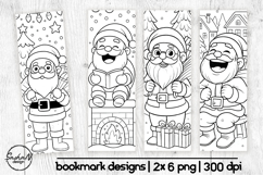 Santa Claus coloring pages, Christmas bookmark coloring Product Image 1