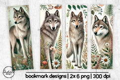 Watercolor woodland animals bookmark, Wolf png Product Image 1