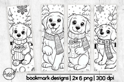Winter bookmark coloring, Golden retriever png Product Image 1