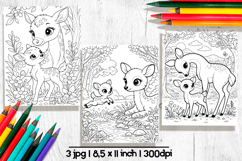 Deer Mothers day coloring pages for kids Product Image 1