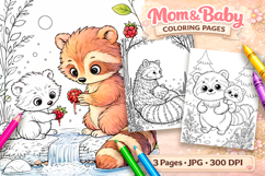 Cute animals Mothers day coloring pages, Raccoon coloring Product Image 1